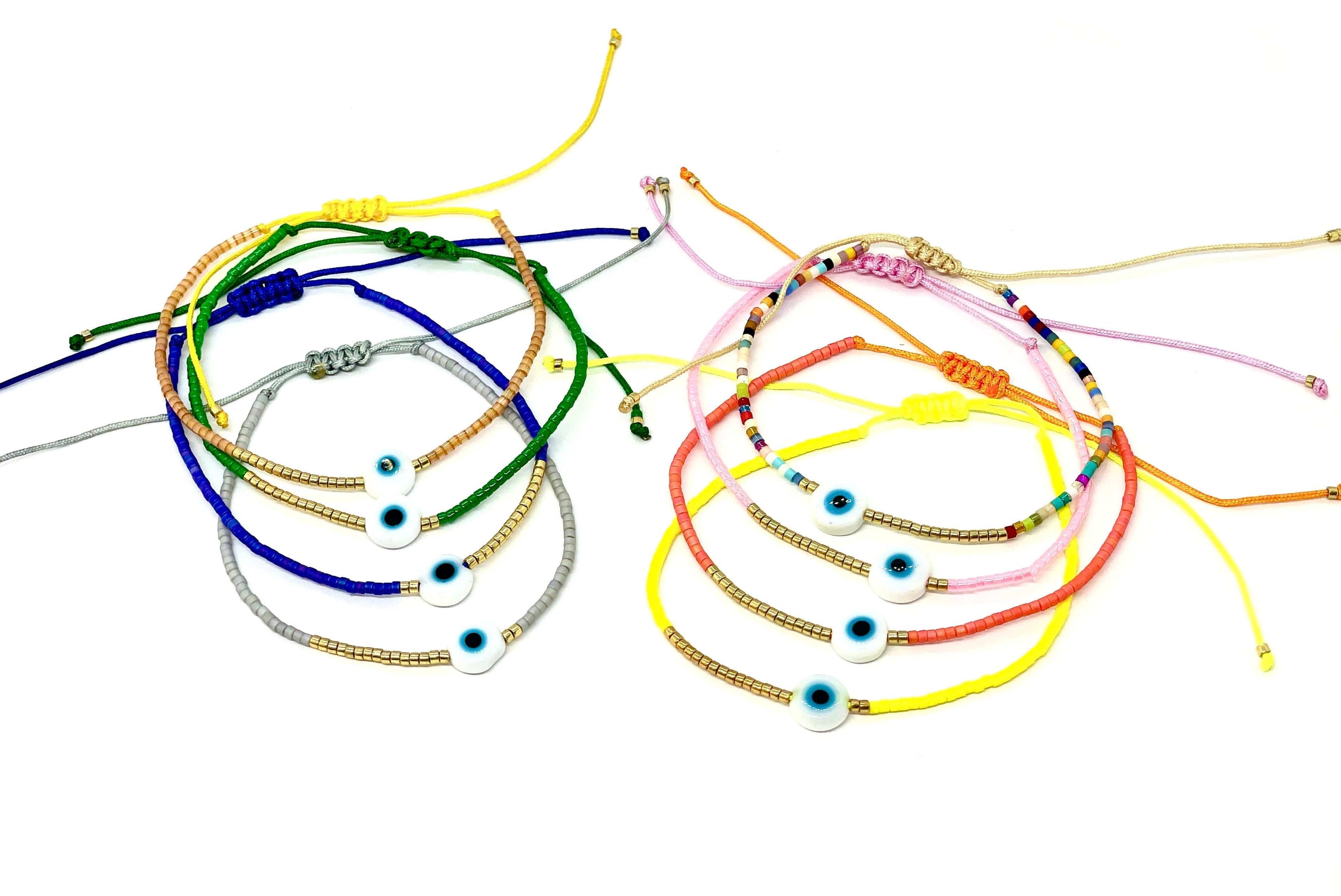 Bracelet with gold and coloured beads "Evil Eye"