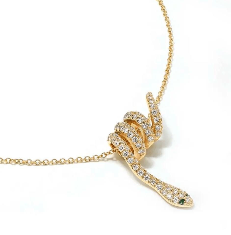 Necklace with Curled Snake Pendant