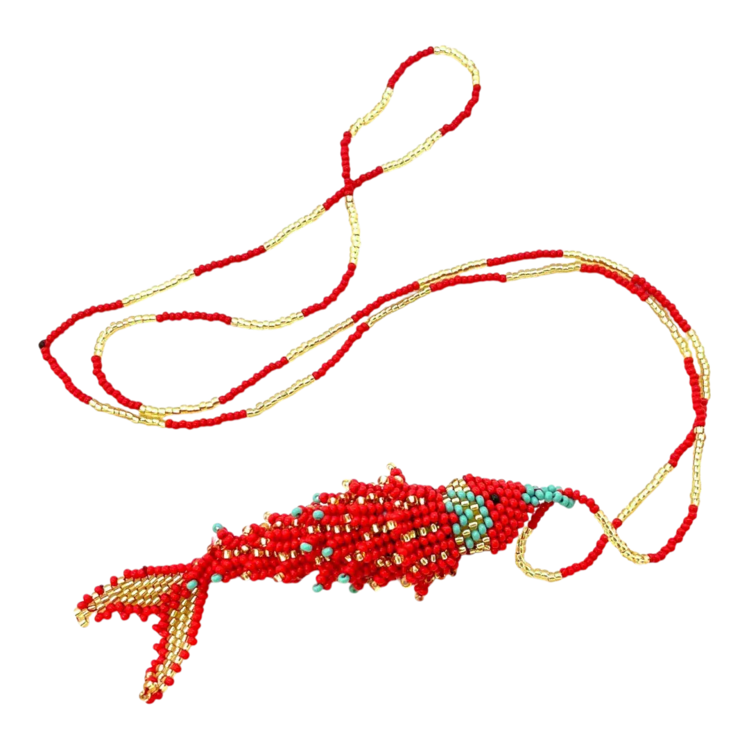 Beaded Necklace with Fish Pendant