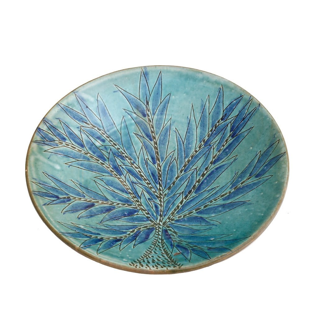 Ceramic Bowl X-Large with Palm Tree in Blue