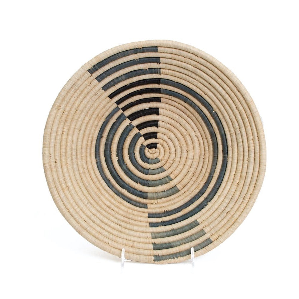 Raffia Bowl Opal Gray Geo Large