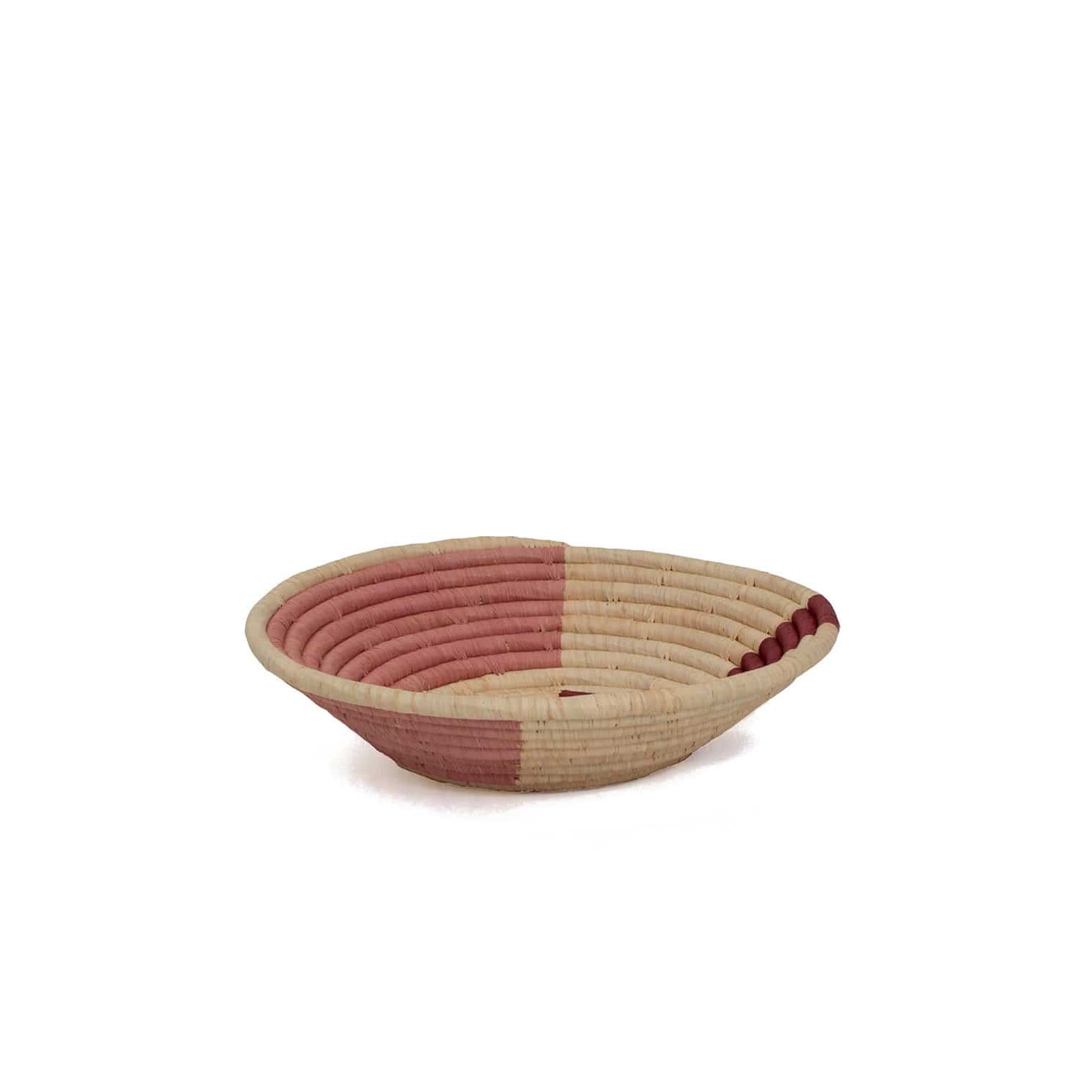 Raffia Bowl Burgundy Arc & Dot Medium