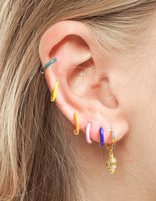 Earring hoops in Coloured Enamel