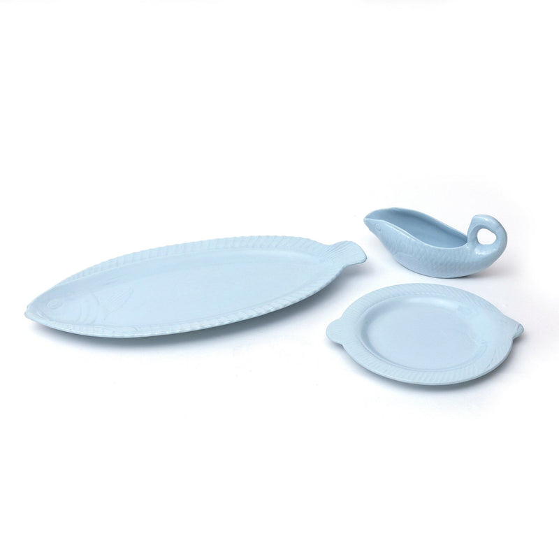 Set of 4 pale blue Fish shaped Plates