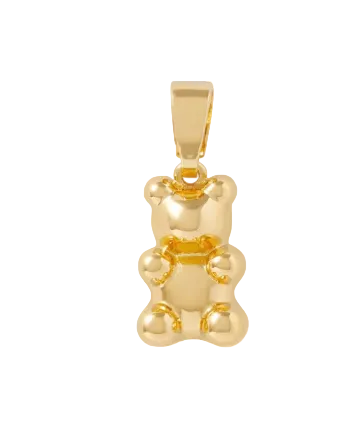 Gold-plated sterling silver pendant in the shape of a bear, with a chain loop at the top.