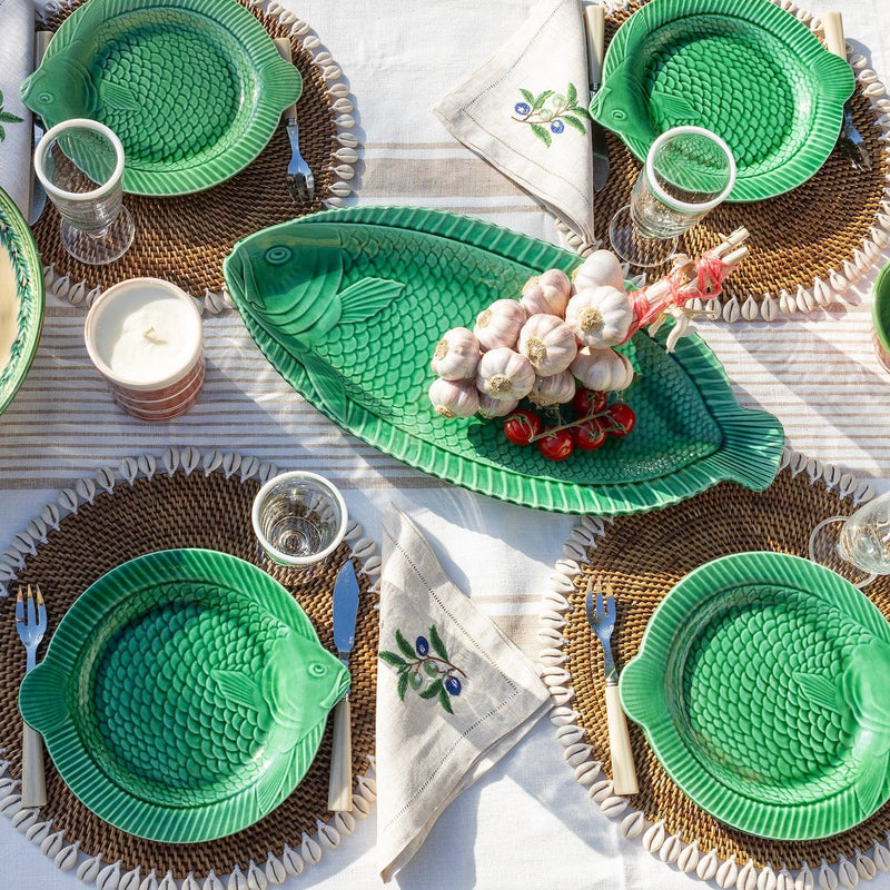 Set of 4 Green Fish shaped Plates