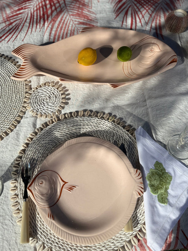 Set of 11 Pale Pink Fish shaped Plates