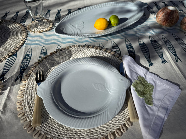 Set of 4 pale blue Fish shaped Plates