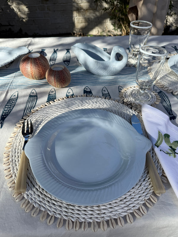 Set of 4 pale blue Fish shaped Plates