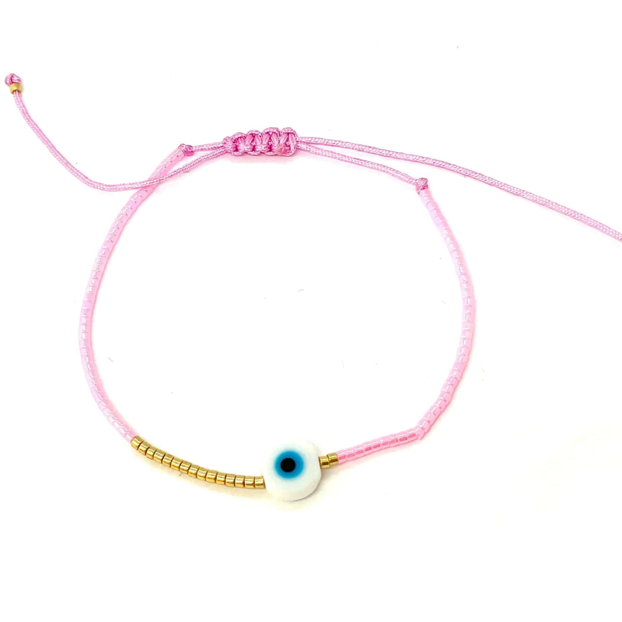 Bracelet with gold and coloured beads "Evil Eye"