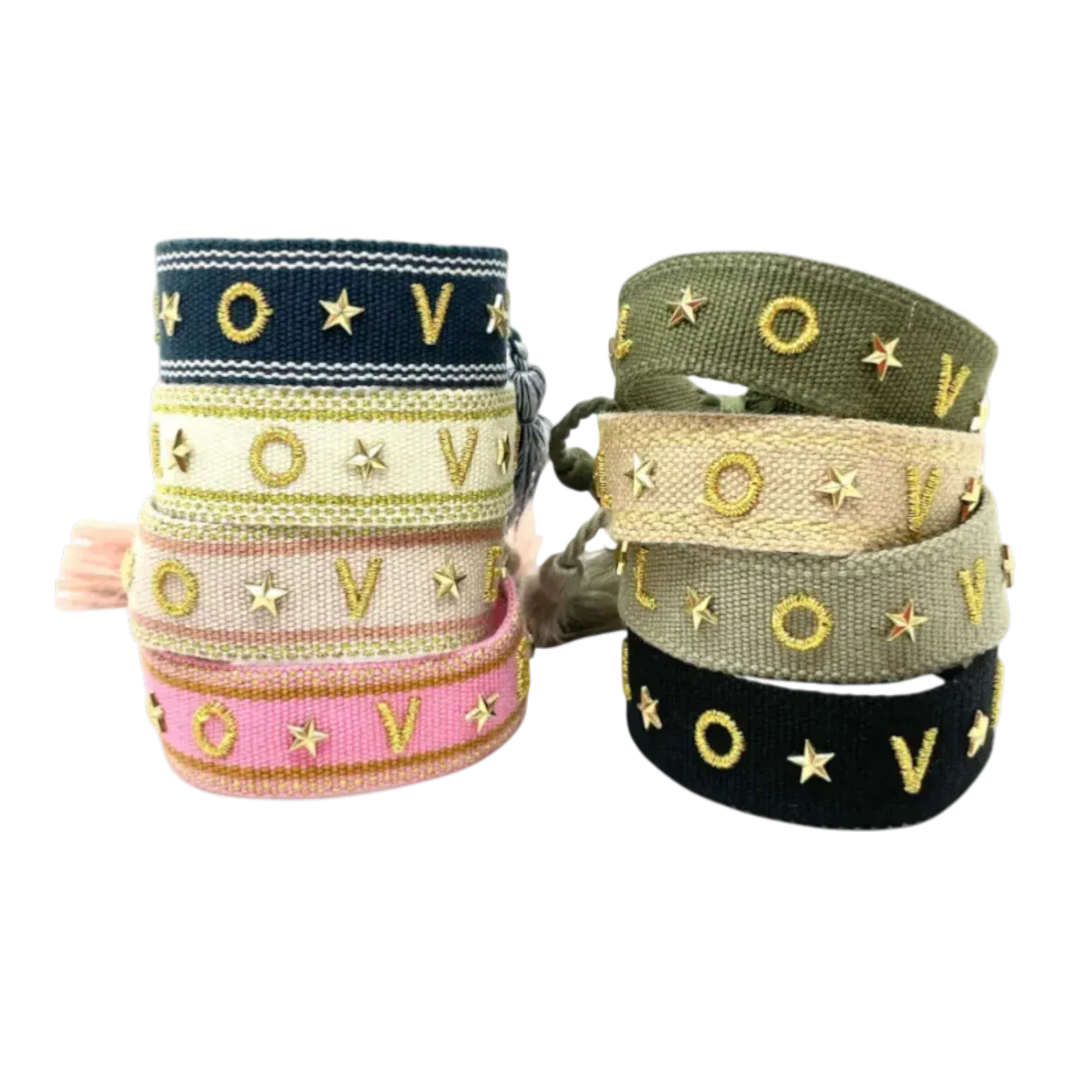 Friendship Bracelet - LOVE with Star Studs