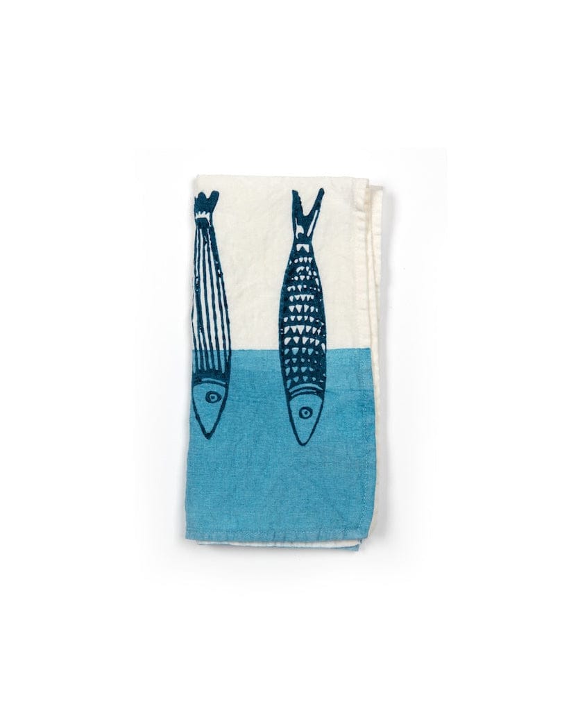 Napkin with fish design on a white background