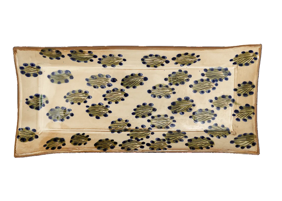 Decorative mat with floral patterns on a beige background