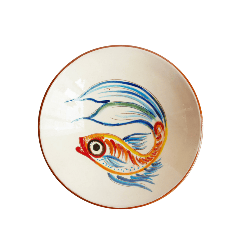 Fish motif round bowl