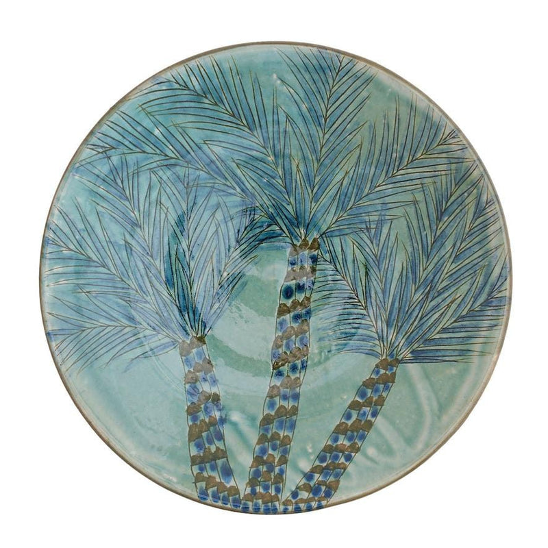 Ceramic Bowl X-Large with palm trees blue