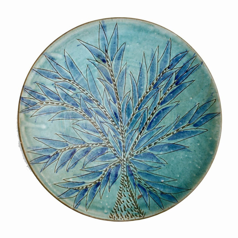 Ceramic Bowl X-Large with palm tree in blue