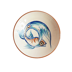 Fish motif round bowl