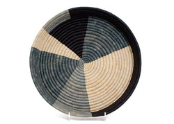 Raffia Tray round in Gray Colour Blocked