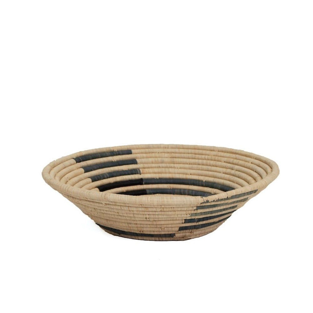 Raffia Bowl Opal Gray Geo Large