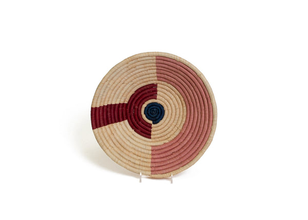 Raffia Bowl Burgundy Arc & Dot Medium