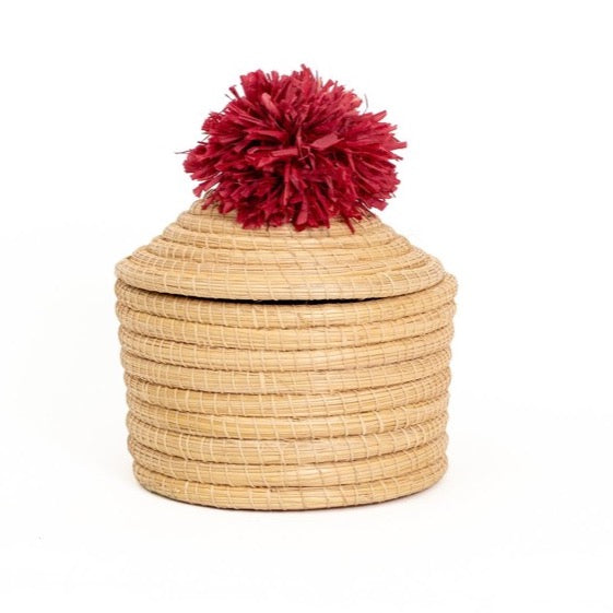 Raffia Penelope Pom Pom Box Medium