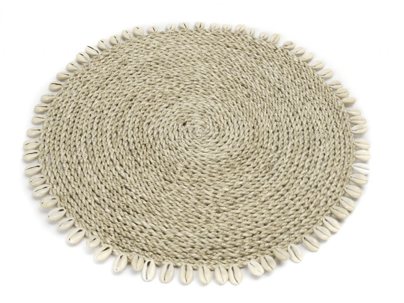 Placemats in Seagrass with Cowrie Shells