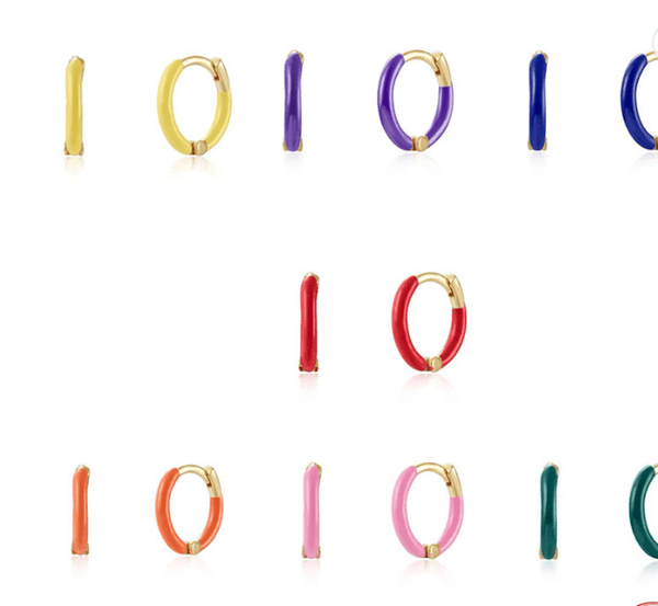 Earring hoops in coloured enamel