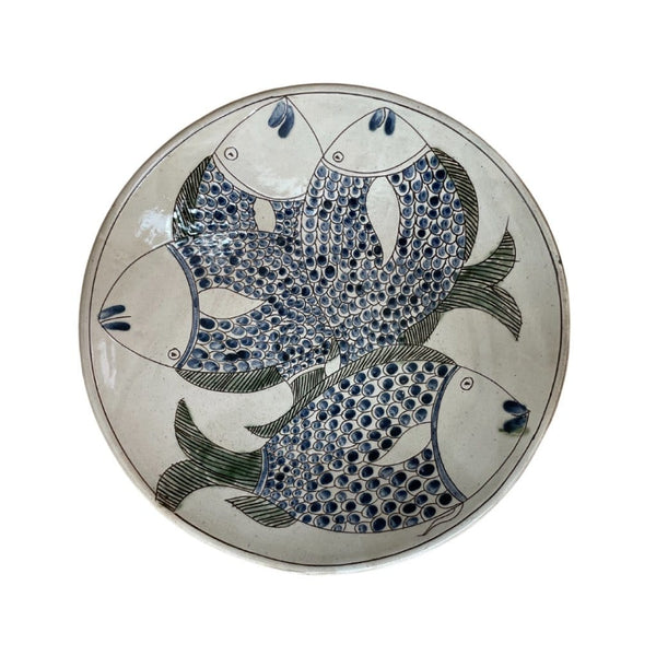 Ceramic Bowl X-Large with Blue & Green Fish 2